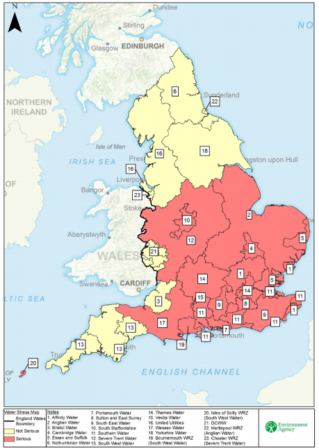 ENV AGENCY MAP - WATER STRESS ASSESSMENT ENGLAND