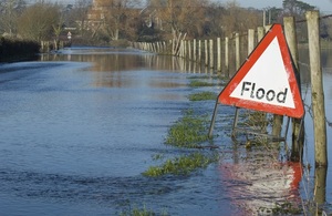 Flooded road sign