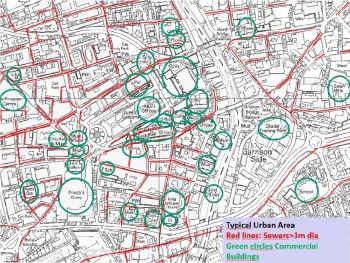 HUBER - TYPICAL URBAN AREA 0 SEWER NETWORK  COMMERCIAL BUILDINGS