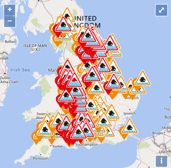 FLOOD WARNING MAP 25 FEB 2020