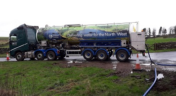 united utilities flood repair - tanker