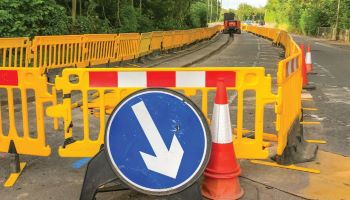 ROAD CLOSE SIGNS BARRIERS TRENCH
